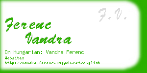 ferenc vandra business card